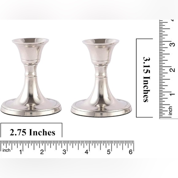 Rely+ Silver Candle Holder Set of 2 Decorative Taper Candle Stick Candle Holder - Picture 5 of 6
